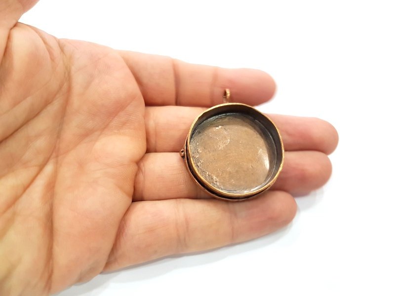 Antique Copper Pendant Blank Mosaic Base Blank inlay Necklace Blank Resin Blank Mountings Copper Plated Brass ( 34 mm blank) G13288