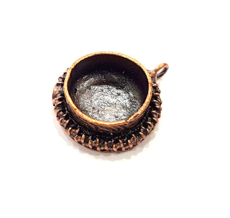 Antique Copper Pendant Blank Mosaic Base Blank inlay Necklace Blank Resin Blank Mountings Copper Plated Brass ( 15 mm blank) G13293