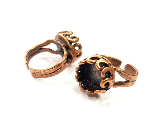 Copper Ring Settings inlay Ring Blank Mosaic Ring Bezel Base Cabochon Mountings (10 mm blank) Antique Copper Plated Brass G13295