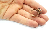 Copper Ring Settings inlay Ring Blank Mosaic Ring Bezel Base Cabochon Mountings (10 mm blank) Antique Copper Plated Brass G13295