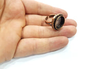 Copper Ring Settings inlay Ring Blank Mosaic Ring Bezel Base Cabochon Mountings (16 mm blank) Antique Copper Plated Brass G13296