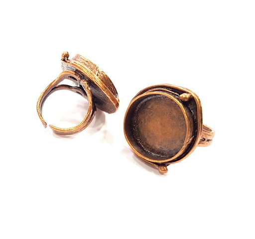 Copper Ring Settings inlay Ring Blank Mosaic Ring Bezel Base Cabochon Mountings (20 mm blank) Antique Copper Plated Brass G13297