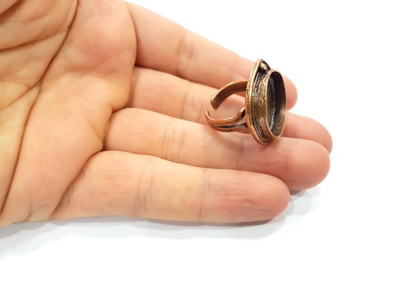 Copper Ring Settings inlay Ring Blank Mosaic Ring Bezel Base Cabochon Mountings (20 mm blank) Antique Copper Plated Brass G13297