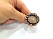 Copper Ring Settings inlay Ring Blank Mosaic Ring Bezel Base Cabochon Mountings ( 25 mm blank) Antique Copper Plated Brass G13300
