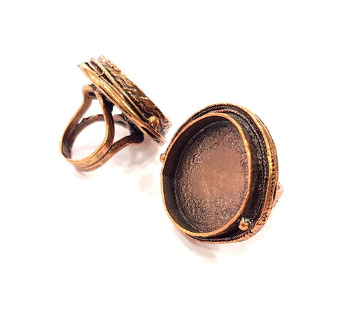 Copper Ring Settings inlay Ring Blank Mosaic Ring Bezel Base Cabochon Mountings ( 25 mm blank) Antique Copper Plated Brass G13301