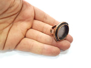 Copper Ring Settings inlay Ring Blank Mosaic Ring Bezel Base Cabochon Mountings ( 25 mm blank) Antique Copper Plated Brass G13301