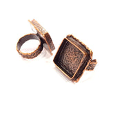 Copper Ring Settings inlay Ring Blank Mosaic Ring Bezel Base Cabochon Mountings ( 19x19 mm blank) Antique Copper Plated Brass G13302
