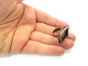 Copper Ring Settings inlay Ring Blank Mosaic Ring Bezel Base Cabochon Mountings ( 19x19 mm blank) Antique Copper Plated Brass G13302