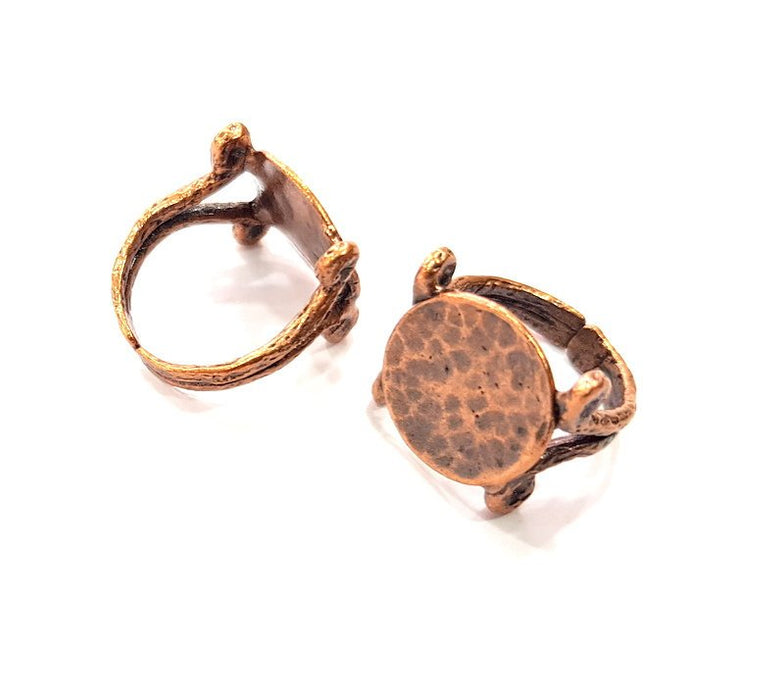 Copper Ring Blank Settings Ring Bezel Base Cabochon Mountings ( 15 mm blank) Antique Copper Plated Brass G13305