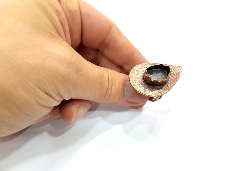 Copper Ring Settings inlay Ring Blank Mosaic Ring Bezel Base Cabochon Mountings ( 18x13 mm blank) Antique Copper Plated Brass G13306