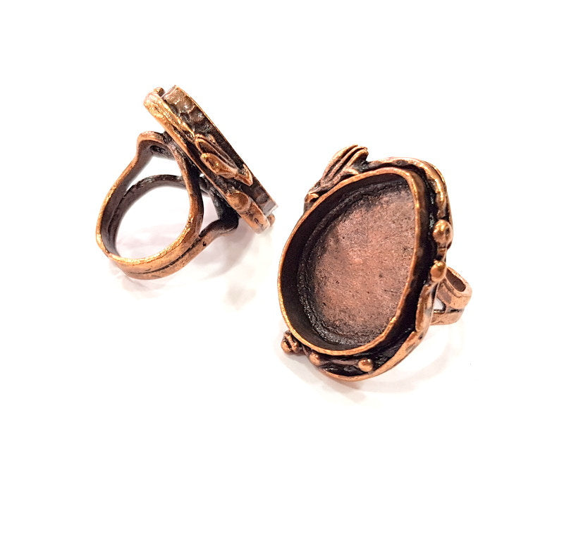 Copper Ring Settings inlay Ring Blank Mosaic Ring Bezel Base Cabochon Mountings ( 25x18 mm blank) Antique Copper Plated Brass G13311