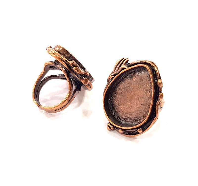 Copper Ring Settings inlay Ring Blank Mosaic Ring Bezel Base Cabochon Mountings ( 25x18 mm blank) Antique Copper Plated Brass G13311