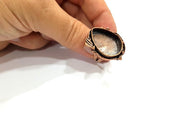 Copper Ring Settings inlay Ring Blank Mosaic Ring Bezel Base Cabochon Mountings ( 25x18 mm blank) Antique Copper Plated Brass G13311