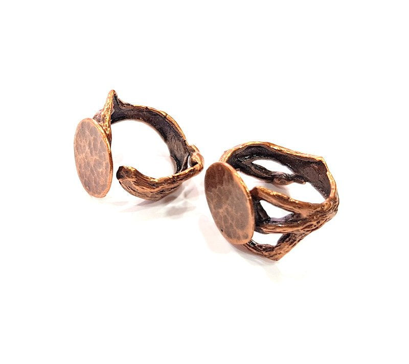 Copper Ring Blank Settings Ring Bezel Base Cabochon Mountings ( 15 mm blank) Antique Copper Plated Brass G13312