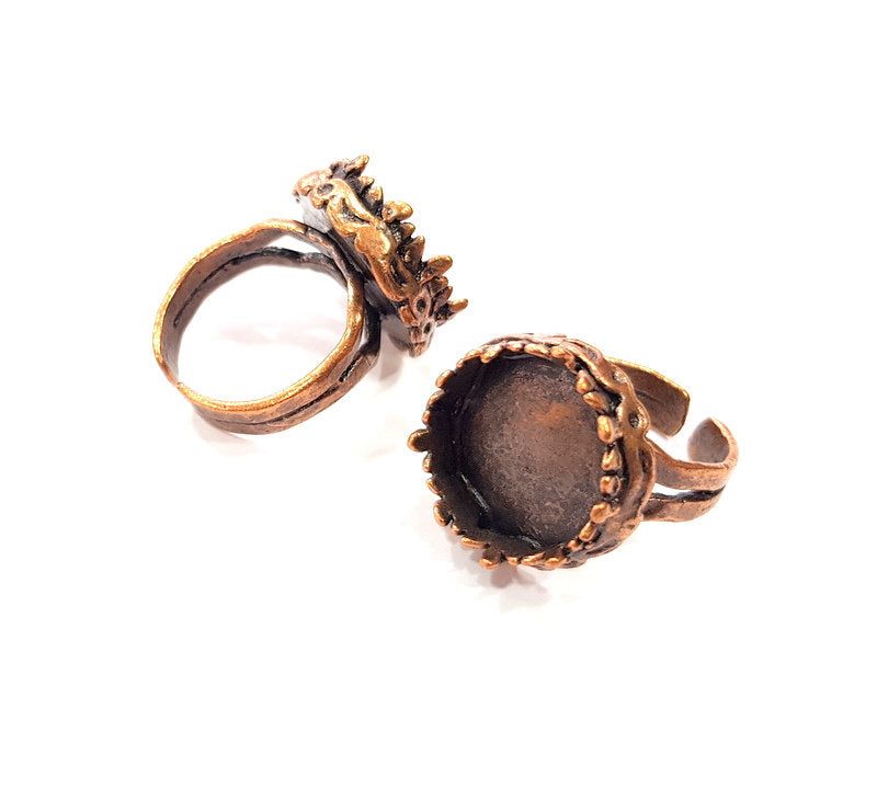 Copper Ring Settings inlay Ring Blank Mosaic Ring Bezel Base Cabochon Mountings ( 16 mm blank) Antique Copper Plated Brass G13313