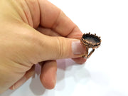 Copper Ring Settings inlay Ring Blank Mosaic Ring Bezel Base Cabochon Mountings ( 16 mm blank) Antique Copper Plated Brass G13313
