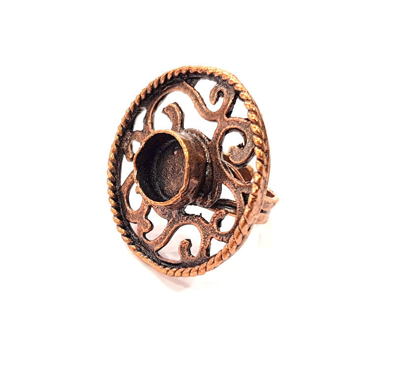 Copper Ring Settings inlay Ring Blank Mosaic Ring Bezel Base Cabochon Mountings ( 10 mm blank) Antique Copper Plated Brass G13315