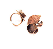Copper Ring Settings inlay Ring Blank Mosaic Ring Bezel Base Cabochon Mountings ( 14 mm blank) Antique Copper Plated Brass G13316
