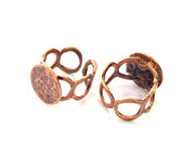 Copper Ring Settings inlay Ring Blank Mosaic Ring Bezel Base Cabochon Mountings ( 15 mm blank) Antique Copper Plated Brass G13318