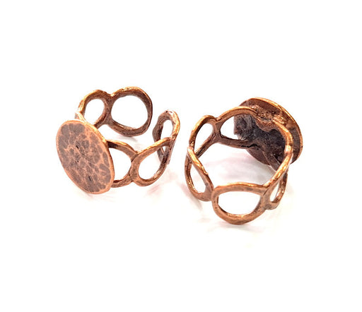 Copper Ring Settings inlay Ring Blank Mosaic Ring Bezel Base Cabochon Mountings ( 15 mm blank) Antique Copper Plated Brass G13318
