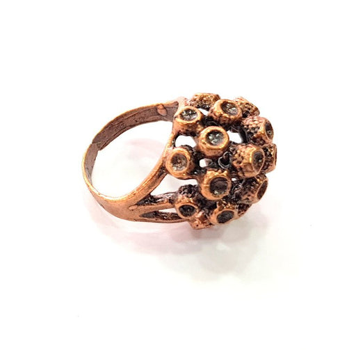 Copper Ring Settings inlay Ring Blank Mosaic Ring Bezel Base Cabochon Mountings ( 3 mm blank) Antique Copper Plated Brass G13319