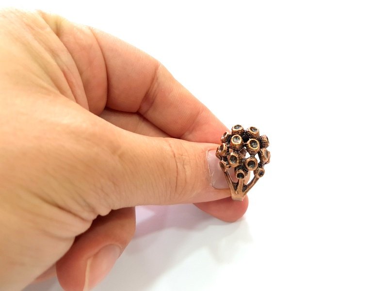 Copper Ring Settings inlay Ring Blank Mosaic Ring Bezel Base Cabochon Mountings ( 3 mm blank) Antique Copper Plated Brass G13319
