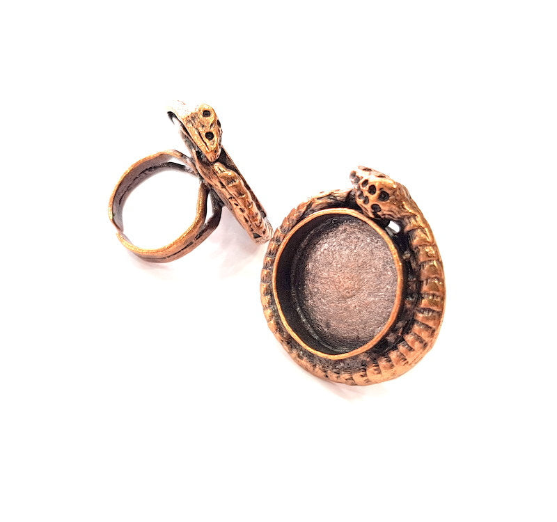 Copper Ring Settings inlay Ring Blank Mosaic Ring Bezel Base Cabochon Mountings ( 20 mm blank) Antique Copper Plated Brass G13320