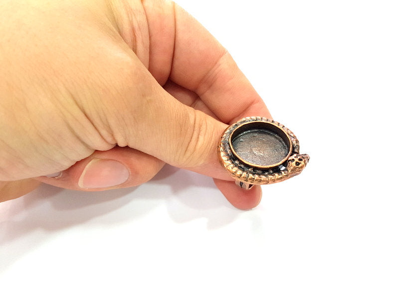 Copper Ring Settings inlay Ring Blank Mosaic Ring Bezel Base Cabochon Mountings ( 20 mm blank) Antique Copper Plated Brass G13320