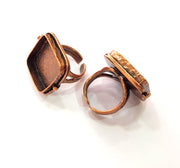 Copper Ring Settings inlay Ring Blank Mosaic Ring Bezel Base Cabochon Mountings ( 20x20 mm blank) Antique Copper Plated Brass G13310