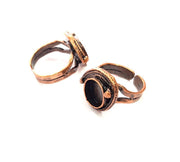 Copper Ring Settings inlay Ring Blank Mosaic Ring Bezel Base Cabochon Mountings ( 10 mm blank) Antique Copper Plated Brass G13322