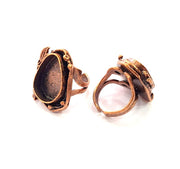 Copper Ring Settings inlay Ring Blank Mosaic Ring Bezel Base Cabochon Mountings ( 20x15 mm blank) Antique Copper Plated Brass G13323