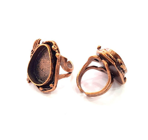 Copper Ring Settings inlay Ring Blank Mosaic Ring Bezel Base Cabochon Mountings ( 20x15 mm blank) Antique Copper Plated Brass G13323