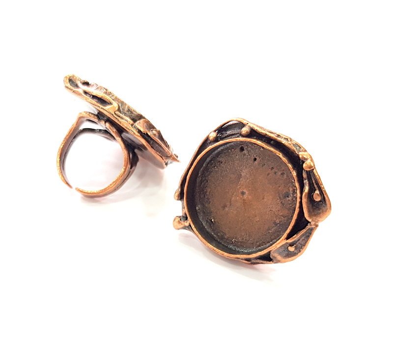 Copper Ring Settings inlay Ring Blank Mosaic Ring Bezel Base Cabochon Mountings ( 25 mm blank) Antique Copper Plated Brass G13324