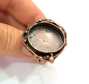 Copper Ring Settings inlay Ring Blank Mosaic Ring Bezel Base Cabochon Mountings ( 25 mm blank) Antique Copper Plated Brass G13324