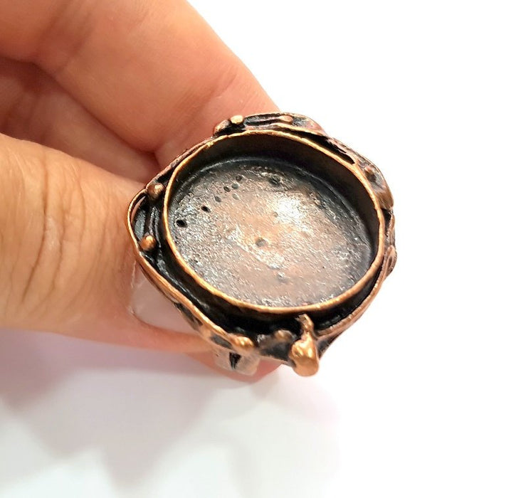 Copper Ring Settings inlay Ring Blank Mosaic Ring Bezel Base Cabochon Mountings ( 25 mm blank) Antique Copper Plated Brass G13324