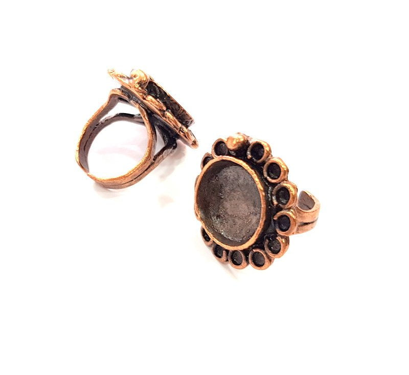 Copper Ring Settings inlay Ring Blank Mosaic Ring Bezel Base Cabochon Mountings ( 16 mm blank) Antique Copper Plated Brass G13327