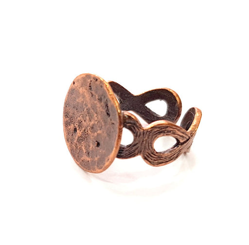 Copper Ring Settings inlay Ring Blank Mosaic Ring Bezel Base Cabochon Mountings ( 15 mm blank) Antique Copper Plated Brass G13328