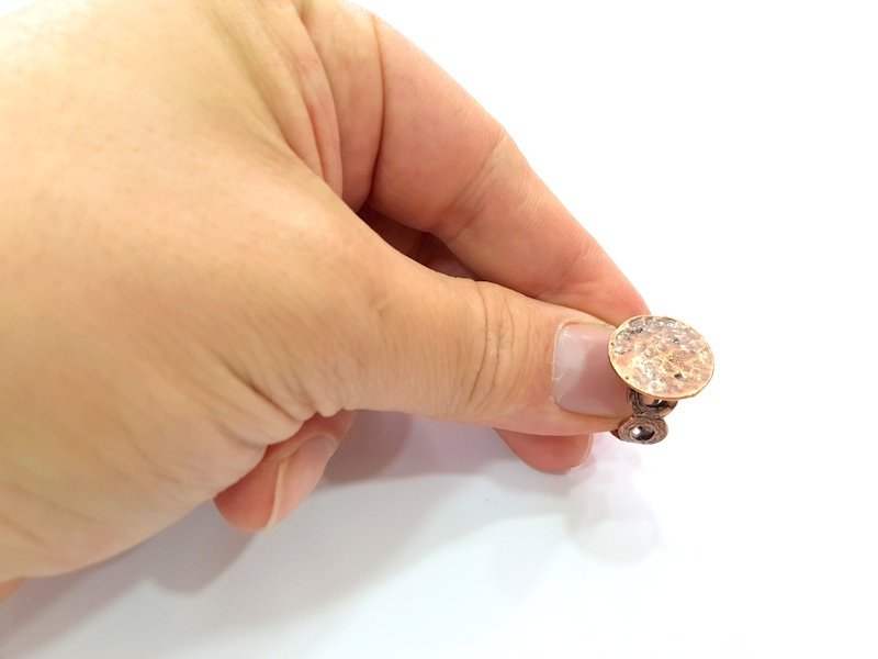 Copper Ring Settings inlay Ring Blank Mosaic Ring Bezel Base Cabochon Mountings ( 15 mm blank) Antique Copper Plated Brass G13328