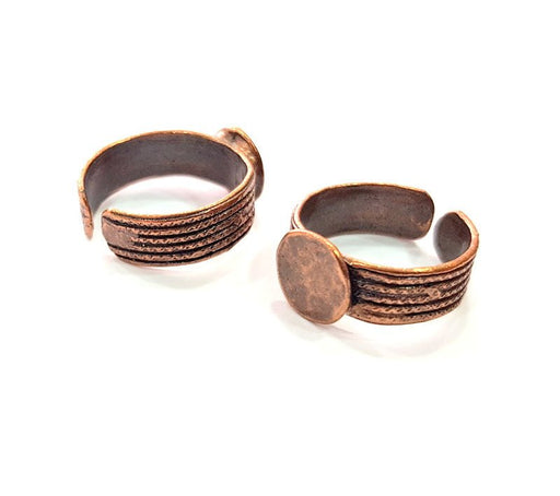 Copper Ring Settings inlay Ring Blank Mosaic Ring Bezel Base Cabochon Mountings ( 10 mm blank) Antique Copper Plated Brass G13329