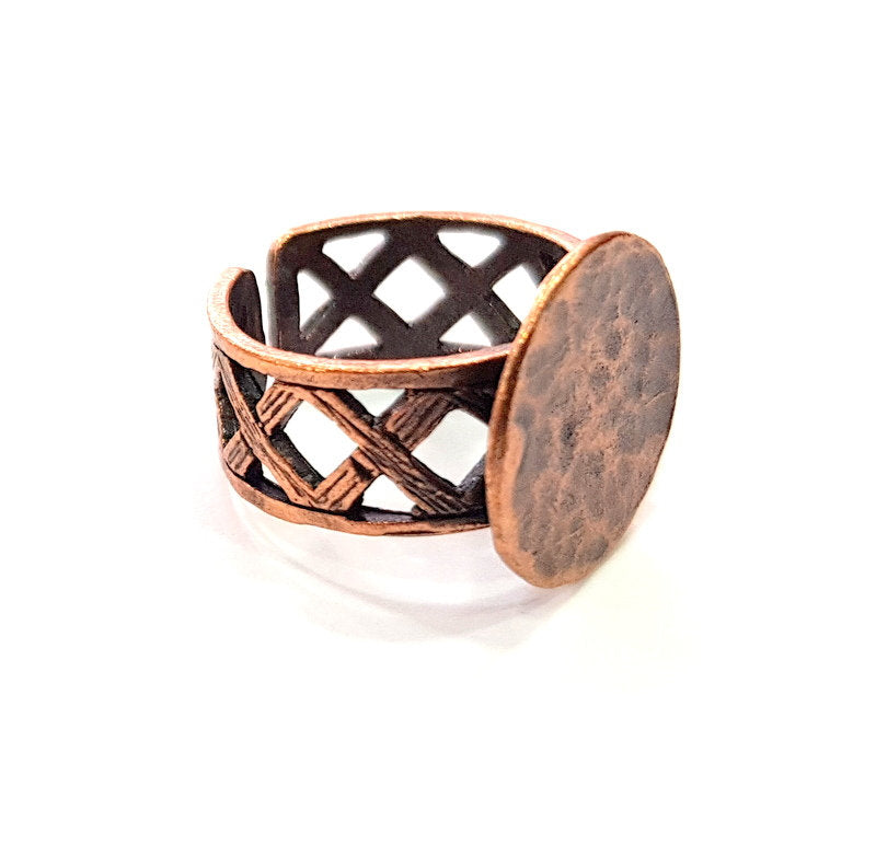 Copper Ring Settings inlay Ring Blank Mosaic Ring Bezel Base Cabochon Mountings ( 15 mm blank) Antique Copper Plated Brass G13330
