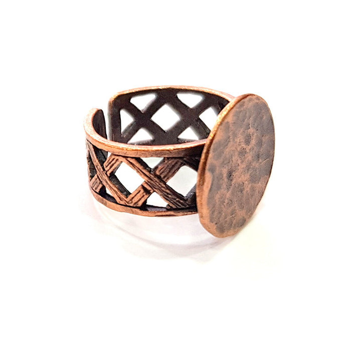 Copper Ring Settings inlay Ring Blank Mosaic Ring Bezel Base Cabochon Mountings ( 15 mm blank) Antique Copper Plated Brass G13330