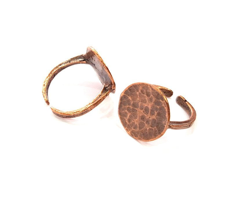 Copper Ring Settings inlay Ring Blank Mosaic Ring Bezel Base Cabochon Mountings ( 15 mm blank) Antique Copper Plated Brass G13331
