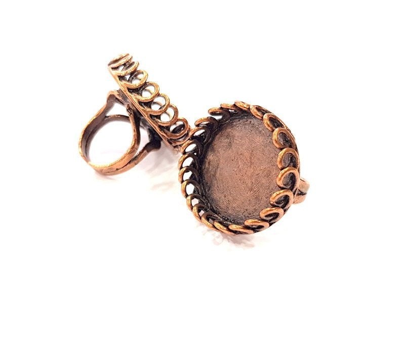 Copper Ring Settings inlay Ring Blank Mosaic Ring Bezel Base Cabochon Mountings ( 25 mm blank) Antique Copper Plated Brass G13332