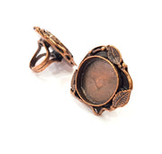 Copper Ring Settings inlay Ring Blank Mosaic Ring Bezel Base Cabochon Mountings ( 25 mm blank) Antique Copper Plated Brass G13334