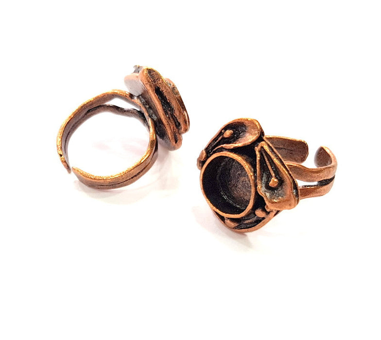 Copper Ring Settings inlay Ring Blank Mosaic Ring Bezel Base Cabochon Mountings ( 10 mm blank) Antique Copper Plated Brass G13335