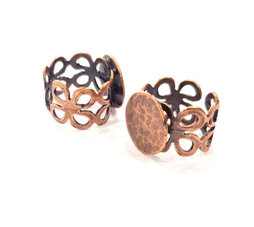 Copper Ring Settings inlay Ring Blank Mosaic Ring Bezel Base Cabochon Mountings ( 15 mm blank) Antique Copper Plated Brass G13336