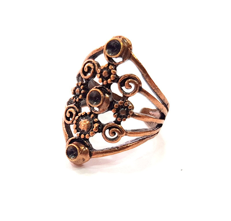 Copper Ring Settings inlay Ring Blank Mosaic Ring Bezel Base Cabochon Mountings ( 2 mm blank) Antique Copper Plated Brass G13342