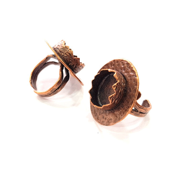 Copper Ring Settings inlay Ring Blank Mosaic Ring Bezel Base Cabochon Mountings ( 15 mm blank) Antique Copper Plated Brass G13344