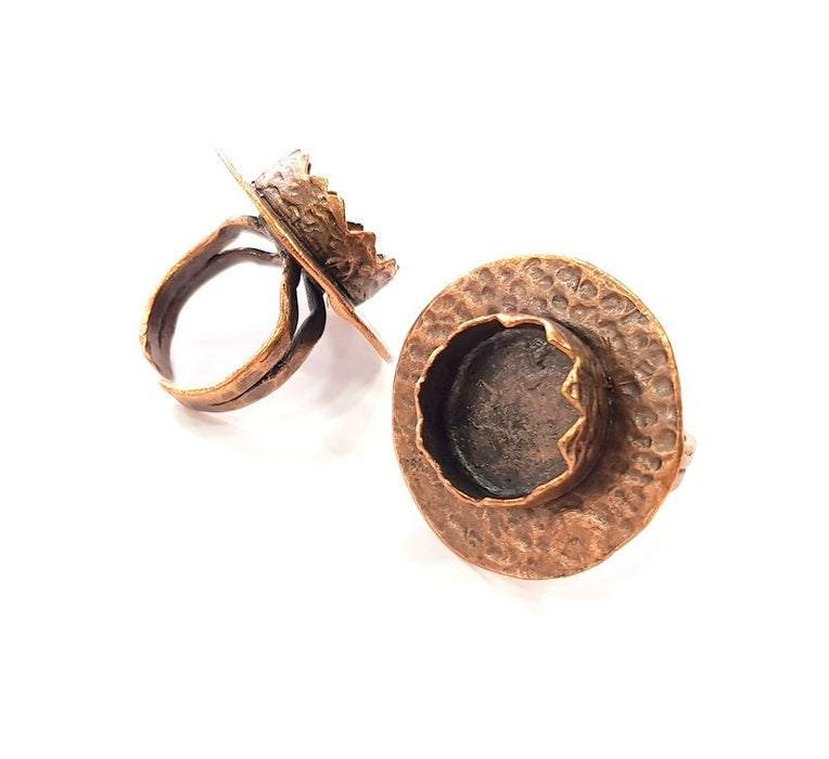 Copper Ring Settings inlay Ring Blank Mosaic Ring Bezel Base Cabochon Mountings ( 15 mm blank) Antique Copper Plated Brass G13344