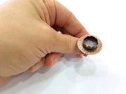 Copper Ring Settings inlay Ring Blank Mosaic Ring Bezel Base Cabochon Mountings ( 15 mm blank) Antique Copper Plated Brass G13344